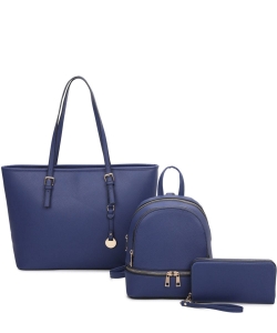 Saffiano Shopper Backpack Wallet 3-in-1 Set LF21041T3 BLUE